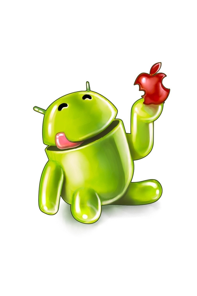 Android Eating Apple for 640 x 960 iPhone 4 resolution