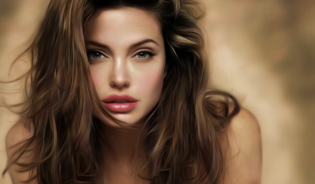 Angelina Jolie Look Art for 1024 x 600 widescreen resolution