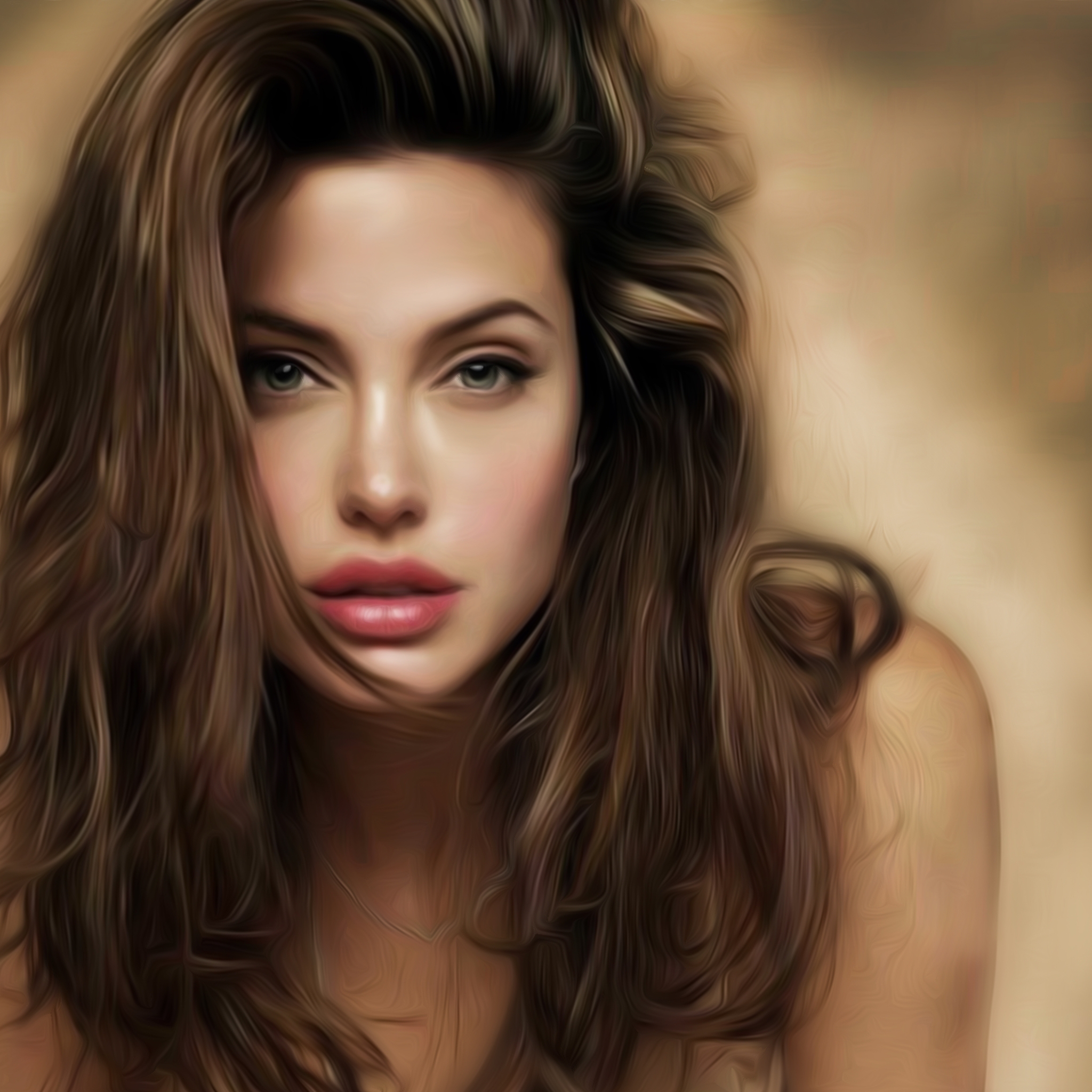 Angelina Jolie Look Art for 2048 x 2048 New iPad resolution