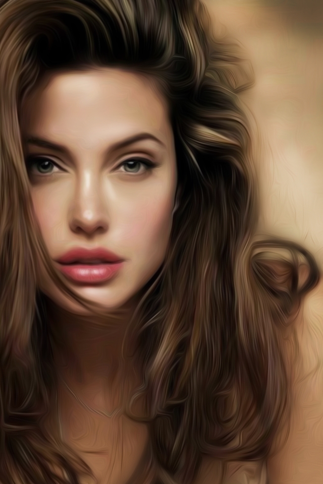 Angelina Jolie Look Art for 640 x 960 iPhone 4 resolution