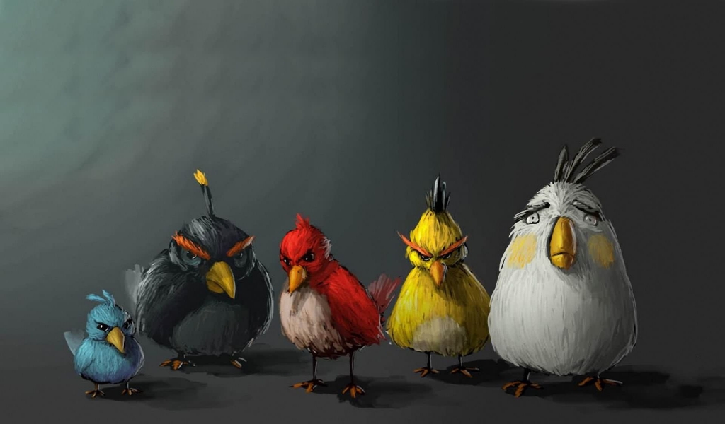 Angry Birds Drawing for 1024 x 600 widescreen resolution