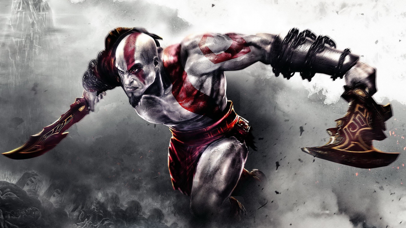Angry Kratos for 1366 x 768 HDTV resolution