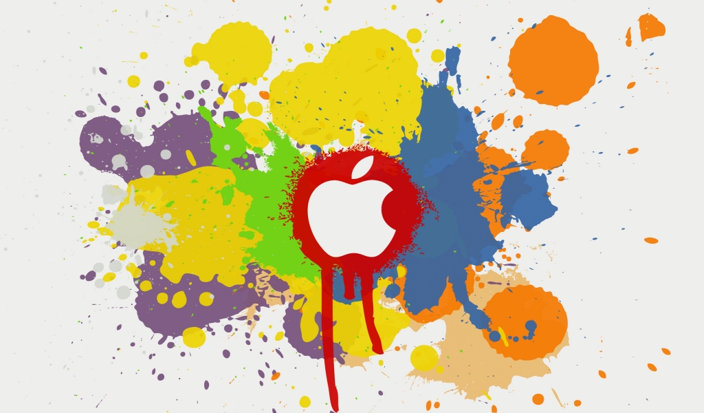Apple Color Splash Effect for 1024 x 600 widescreen resolution