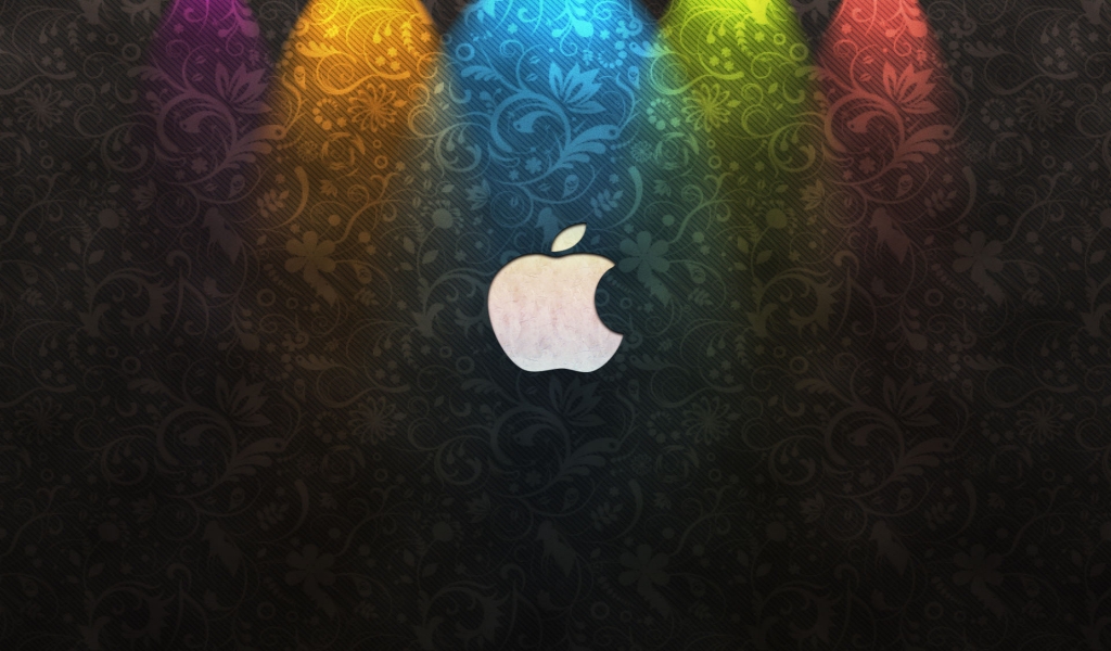 Apple Logo and Flower Background for 1024 x 600 widescreen resolution