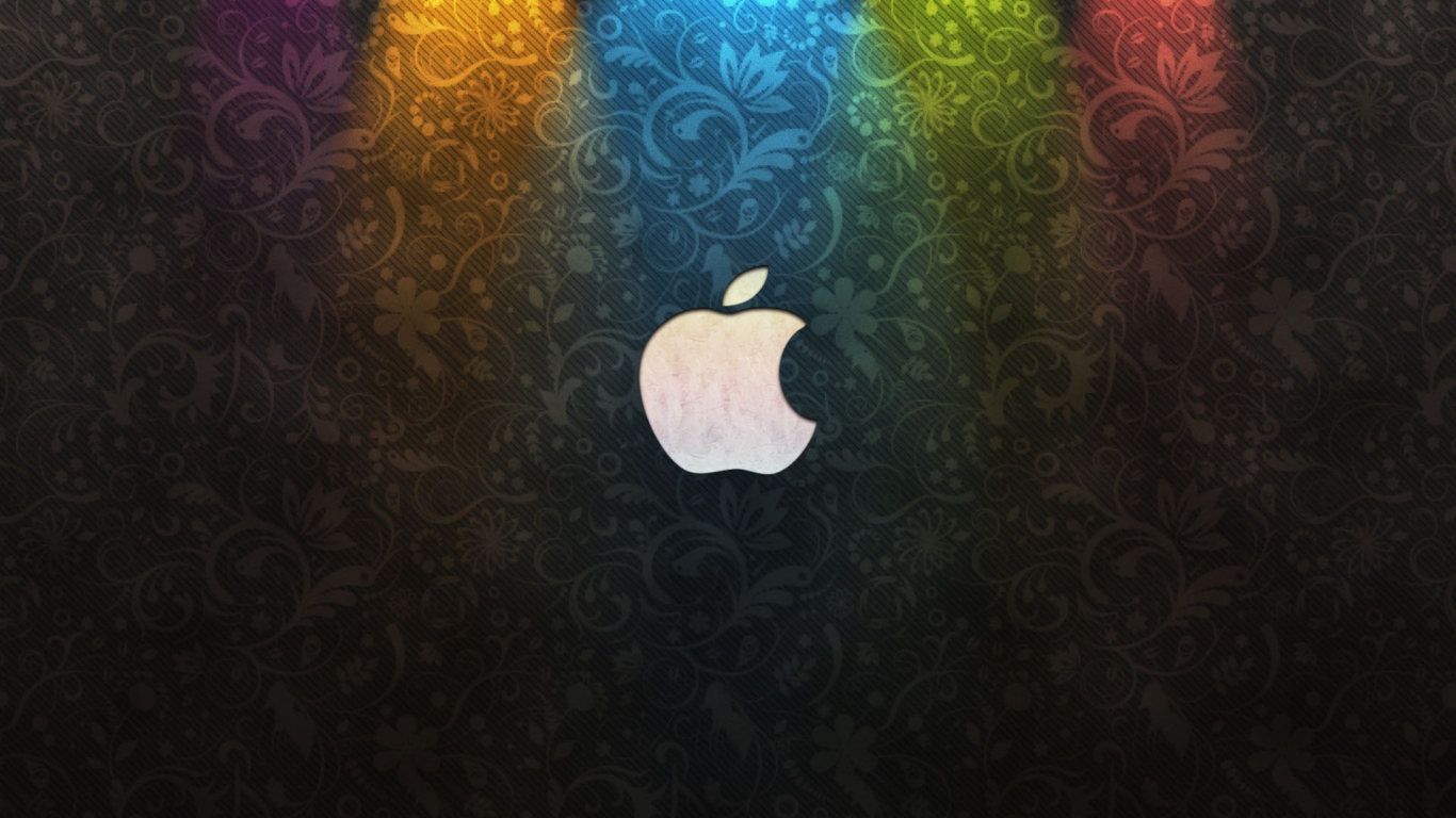 Apple Logo and Flower Background for 1366 x 768 HDTV resolution
