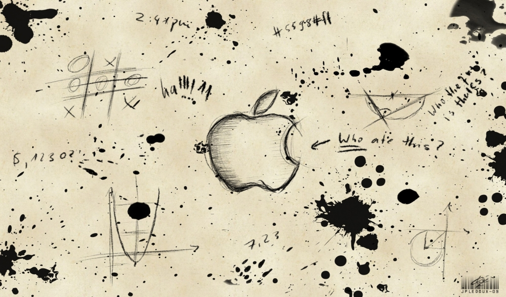 Apple Sketch for 1024 x 600 widescreen resolution