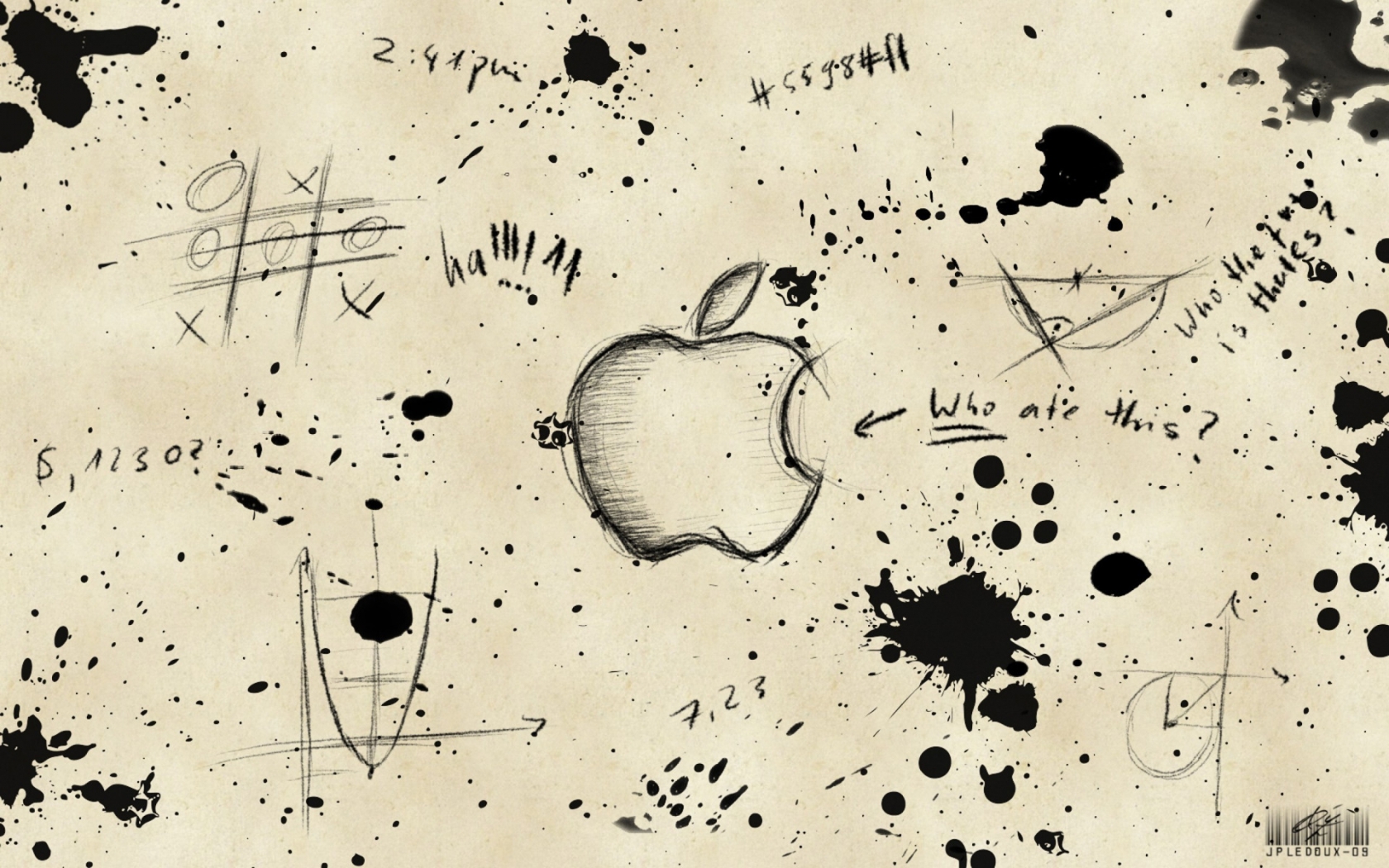 Apple Sketch for 1680 x 1050 widescreen resolution