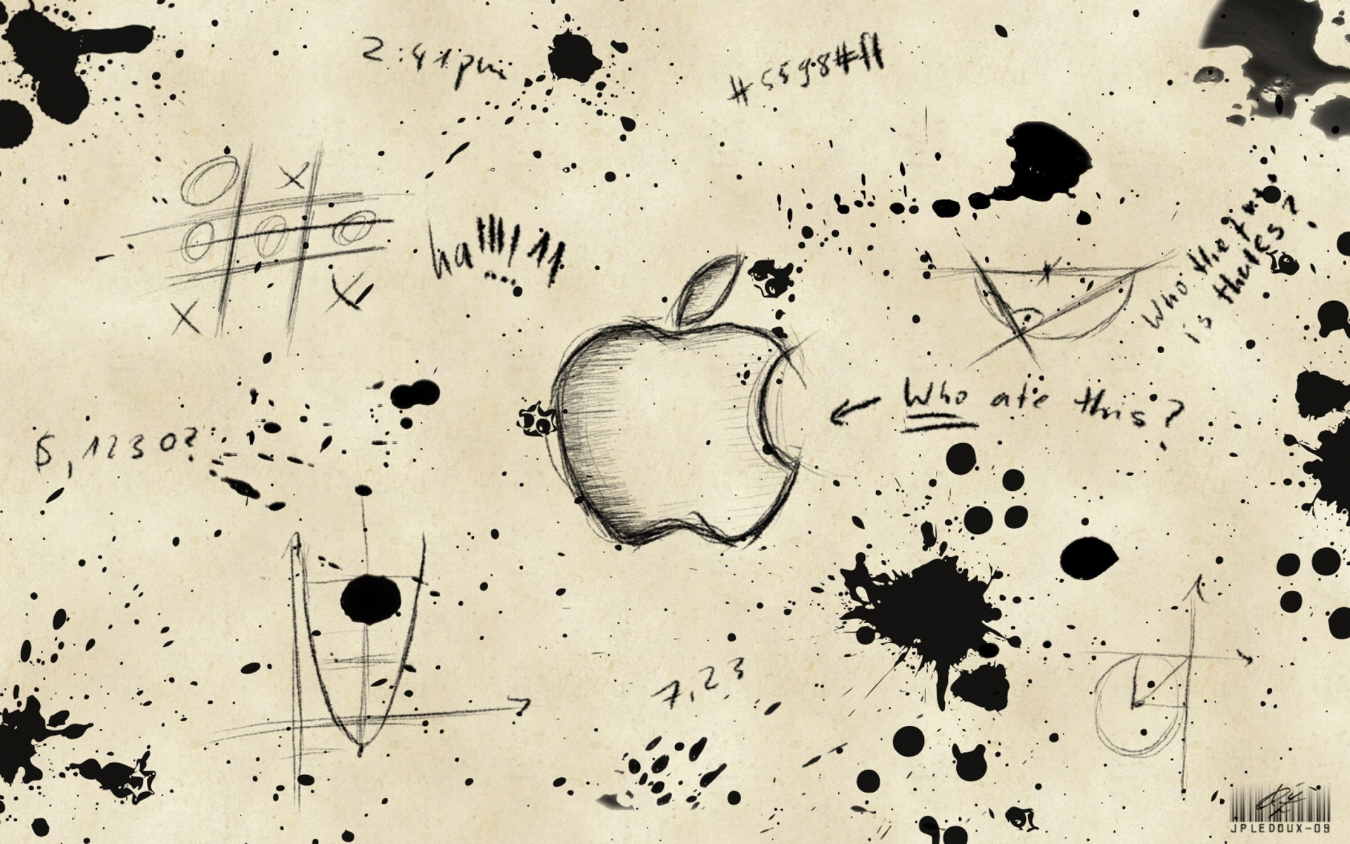 Apple Sketch for 1920 x 1200 widescreen resolution