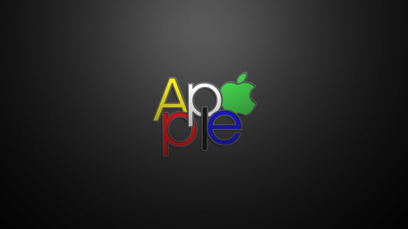 Apple Text Logo for 1366 x 768 HDTV resolution