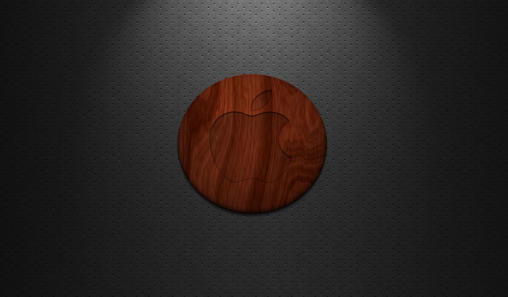 Apple Wood Logo for 1024 x 600 widescreen resolution