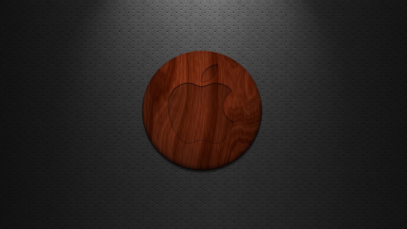 Apple Wood Logo for 1366 x 768 HDTV resolution