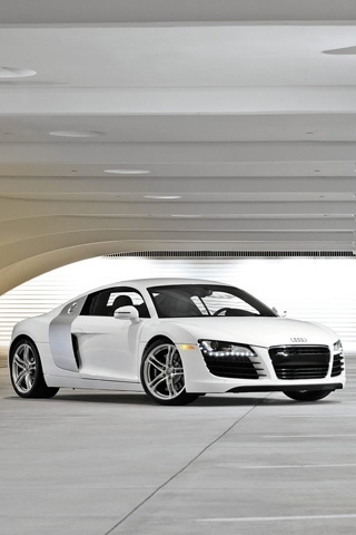 Audi R8 White front and side for 320 x 480 iPhone resolution