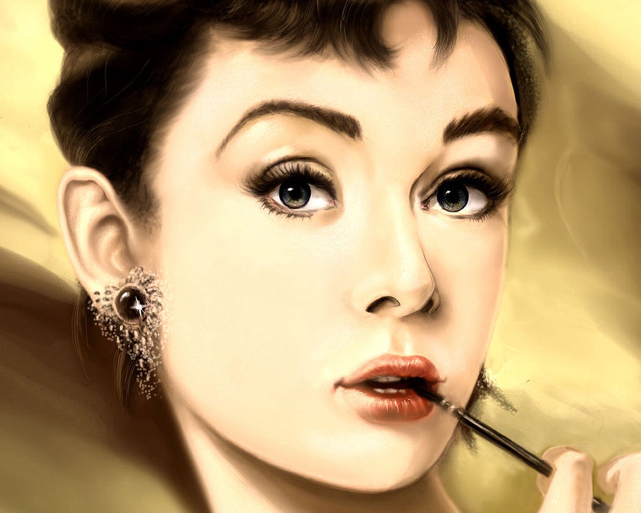 Audrey Hepburn Portrait Painting for 1280 x 1024 resolution
