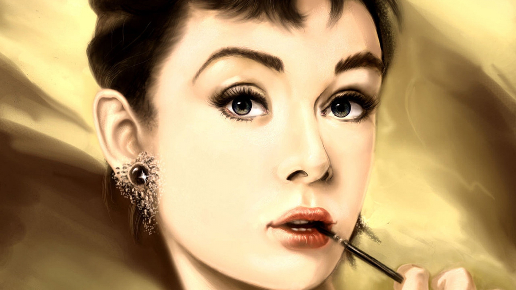 Audrey Hepburn Portrait Painting for 1680 x 945 HDTV resolution
