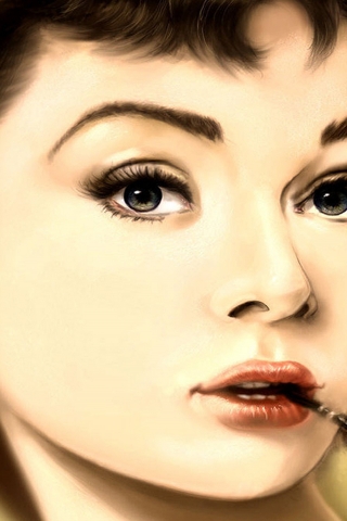 Audrey Hepburn Portrait Painting for 320 x 480 iPhone resolution