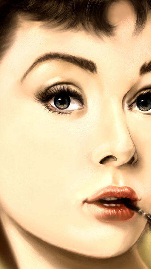 Audrey Hepburn Portrait Painting for 640 x 1136 iPhone 5 resolution