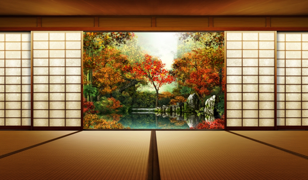 Autumn Window for 1024 x 600 widescreen resolution