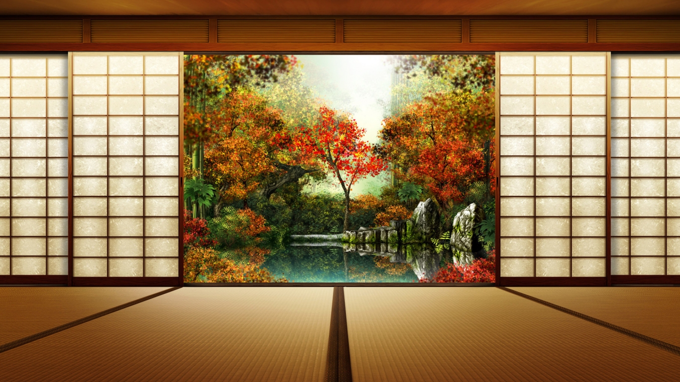 Autumn Window for 1366 x 768 HDTV resolution