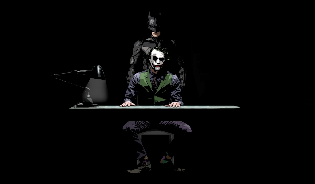 Batman and Joker Sketch for 1024 x 600 widescreen resolution