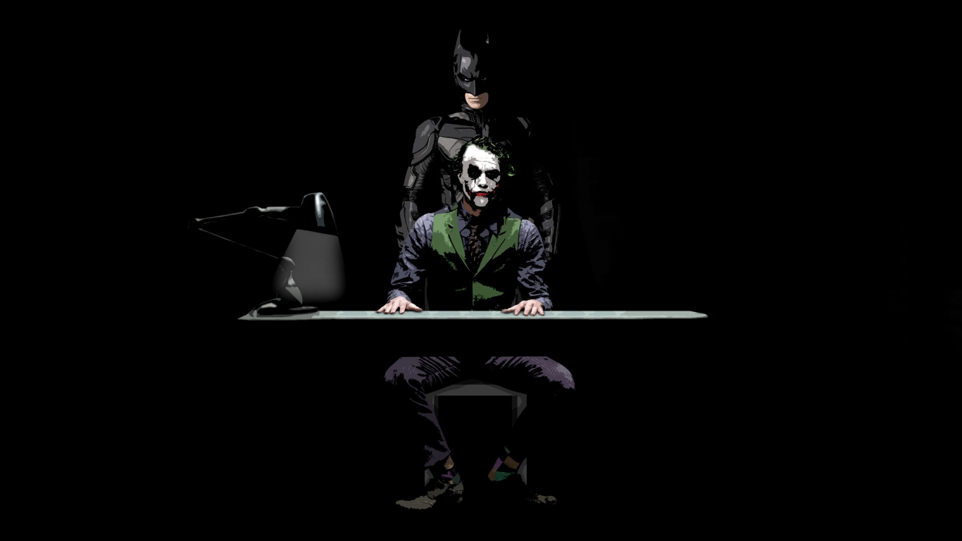 Batman and Joker Sketch for 1366 x 768 HDTV resolution