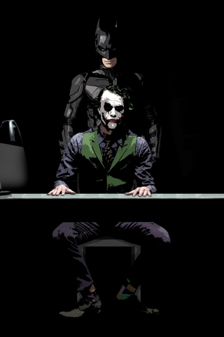 Batman and Joker Sketch for 320 x 480 iPhone resolution