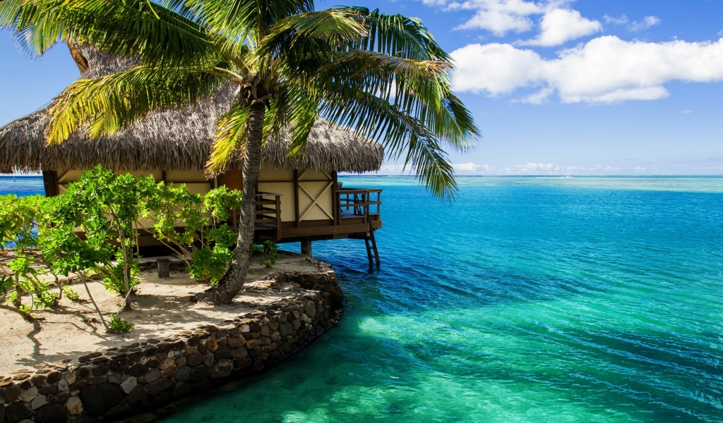 Beach House Maldives for 1024 x 600 widescreen resolution