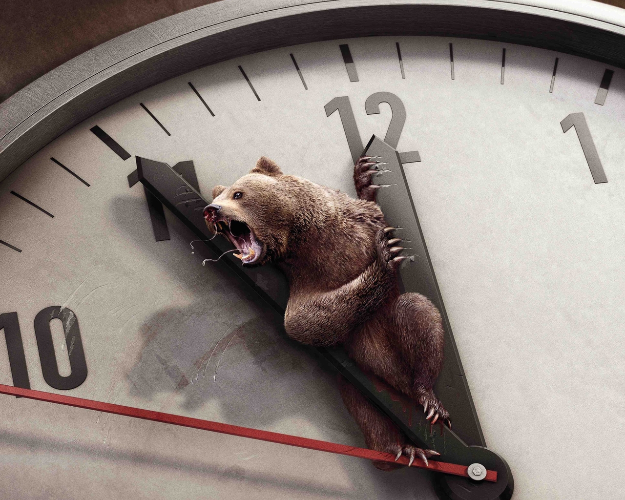 Bear and Clock for 1280 x 1024 resolution