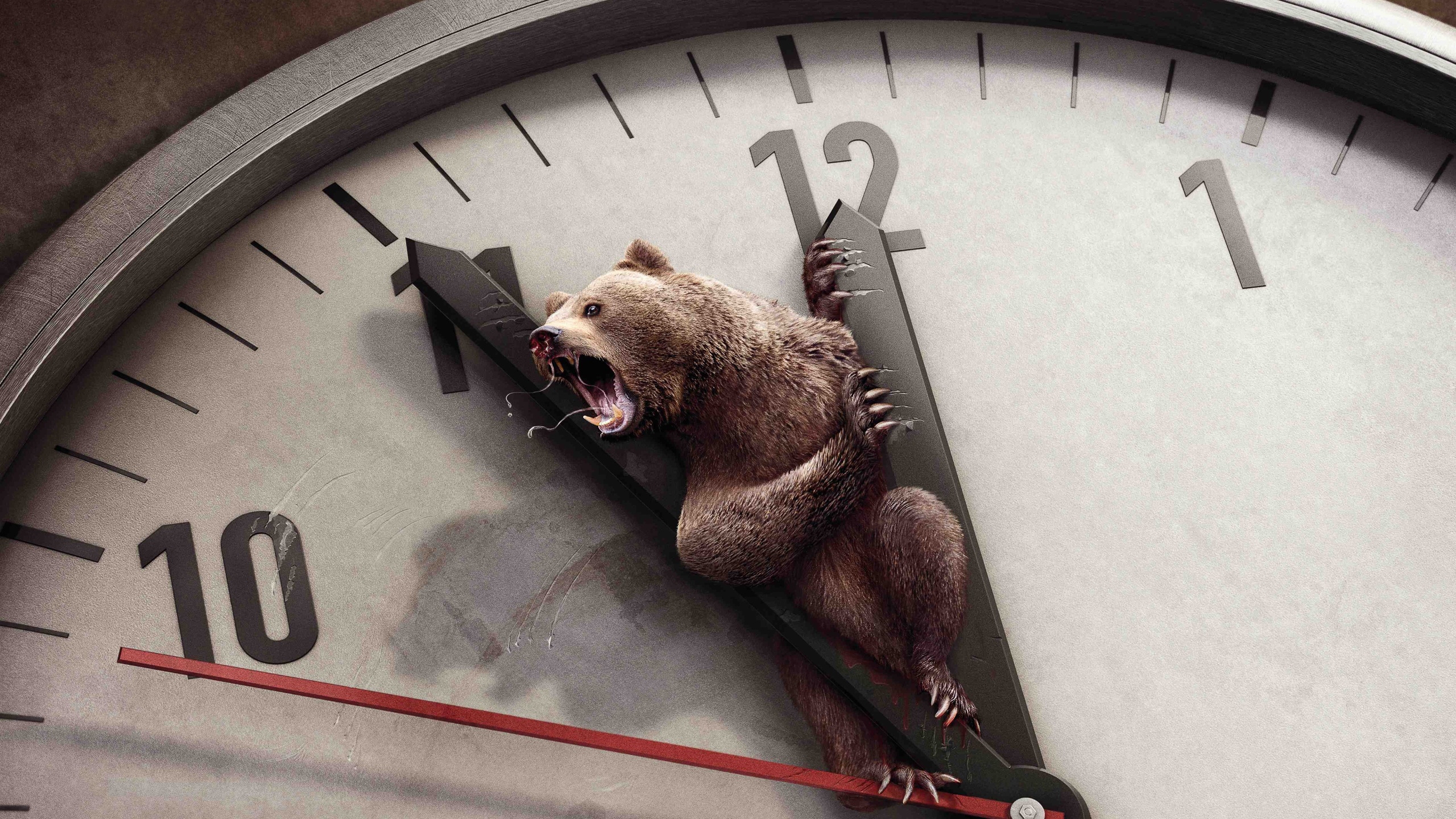 Bear and Clock for 2560x1440 HDTV resolution