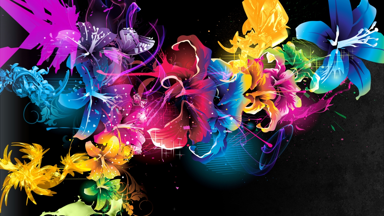 Beautiful Fractal Flowers for 1280 x 720 HDTV 720p resolution