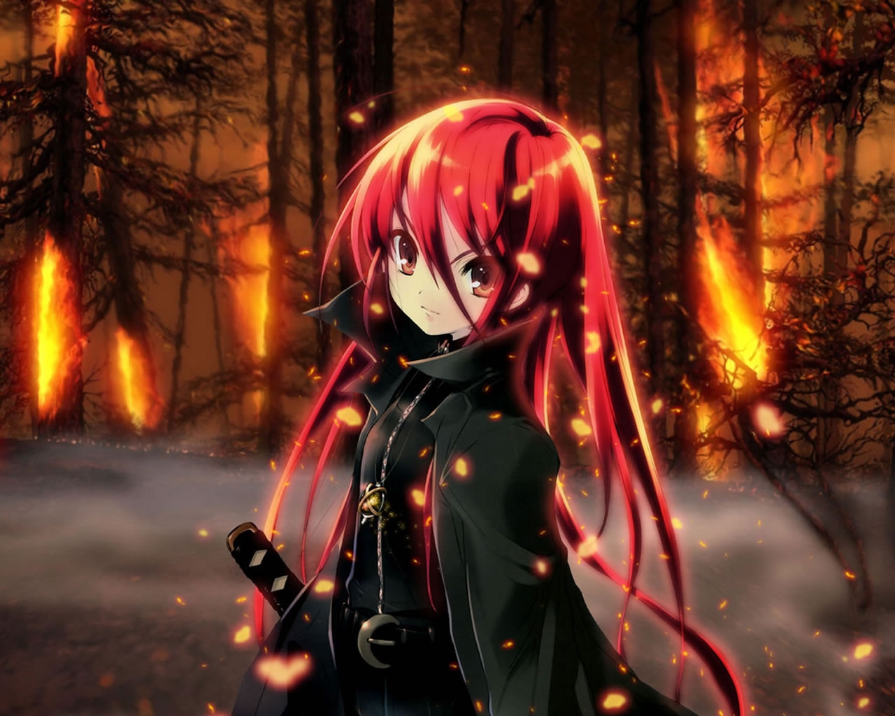Beautiful Girl in Fire for 1280 x 1024 resolution