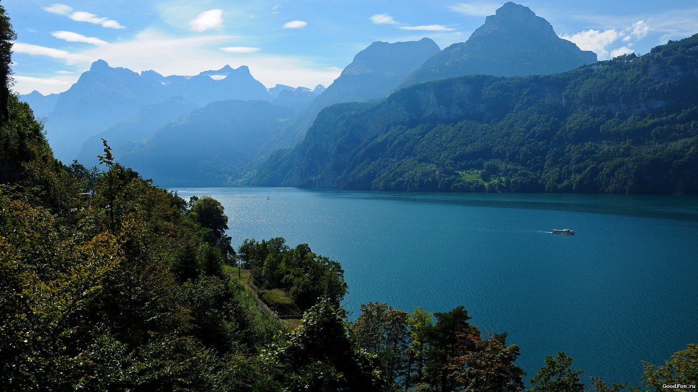 Beautiful Mountain Lake for 1366 x 768 HDTV resolution