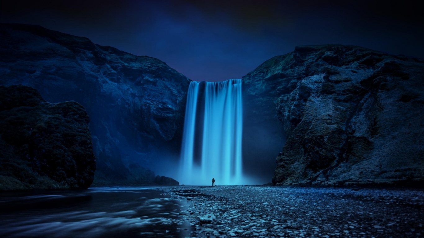 Beautiful Skogafoss Waterfall for 1366 x 768 HDTV resolution