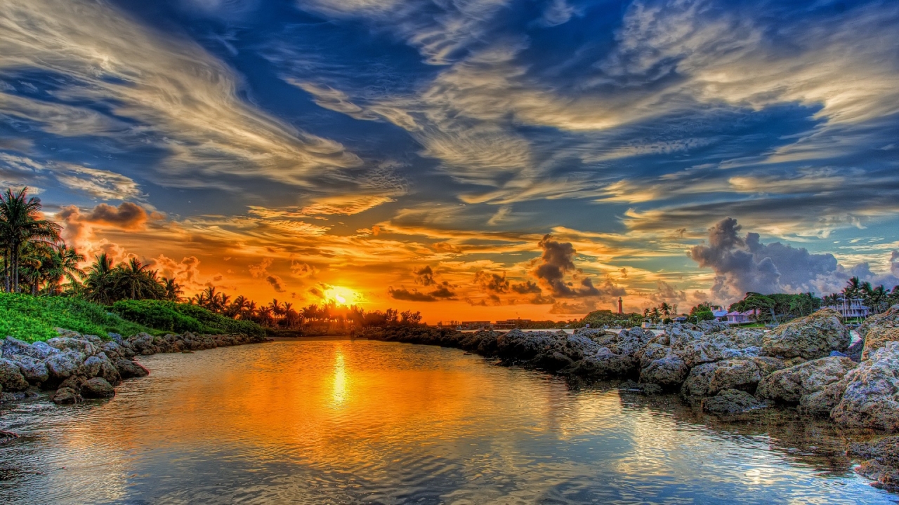 Beautiful Sunset Reflection for 1280 x 720 HDTV 720p resolution