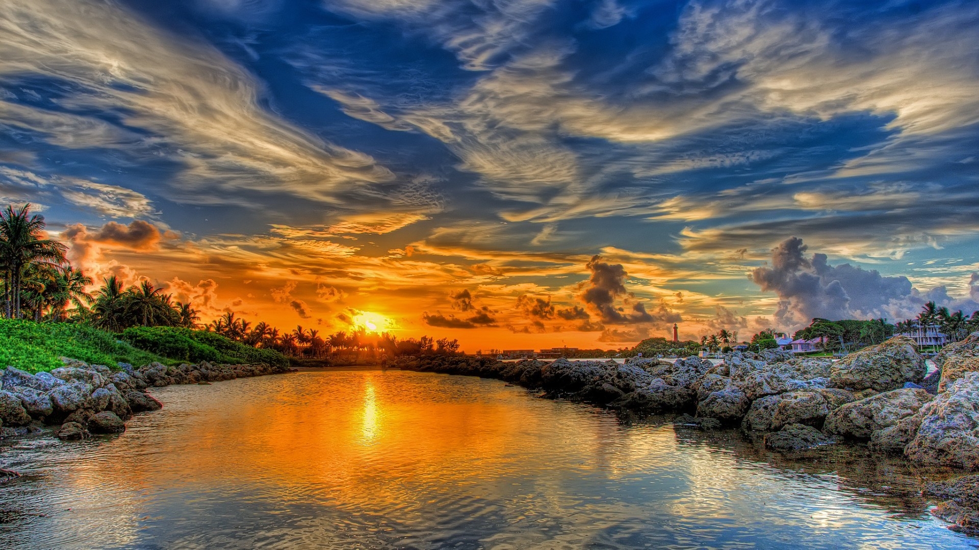 Beautiful Sunset Reflection for 1920 x 1080 HDTV 1080p resolution