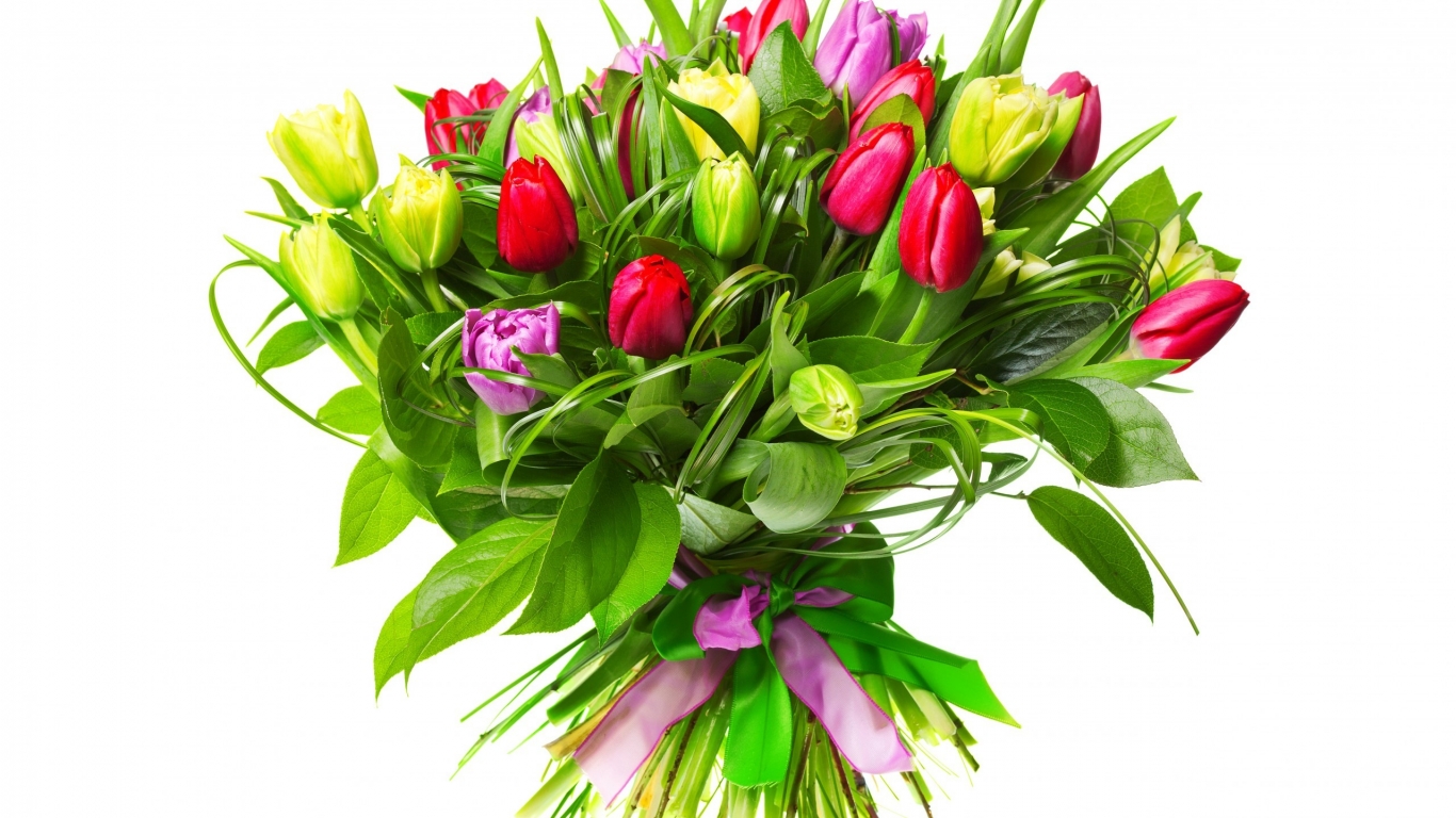 Beautiful Tulip Bouquet for 1366 x 768 HDTV resolution