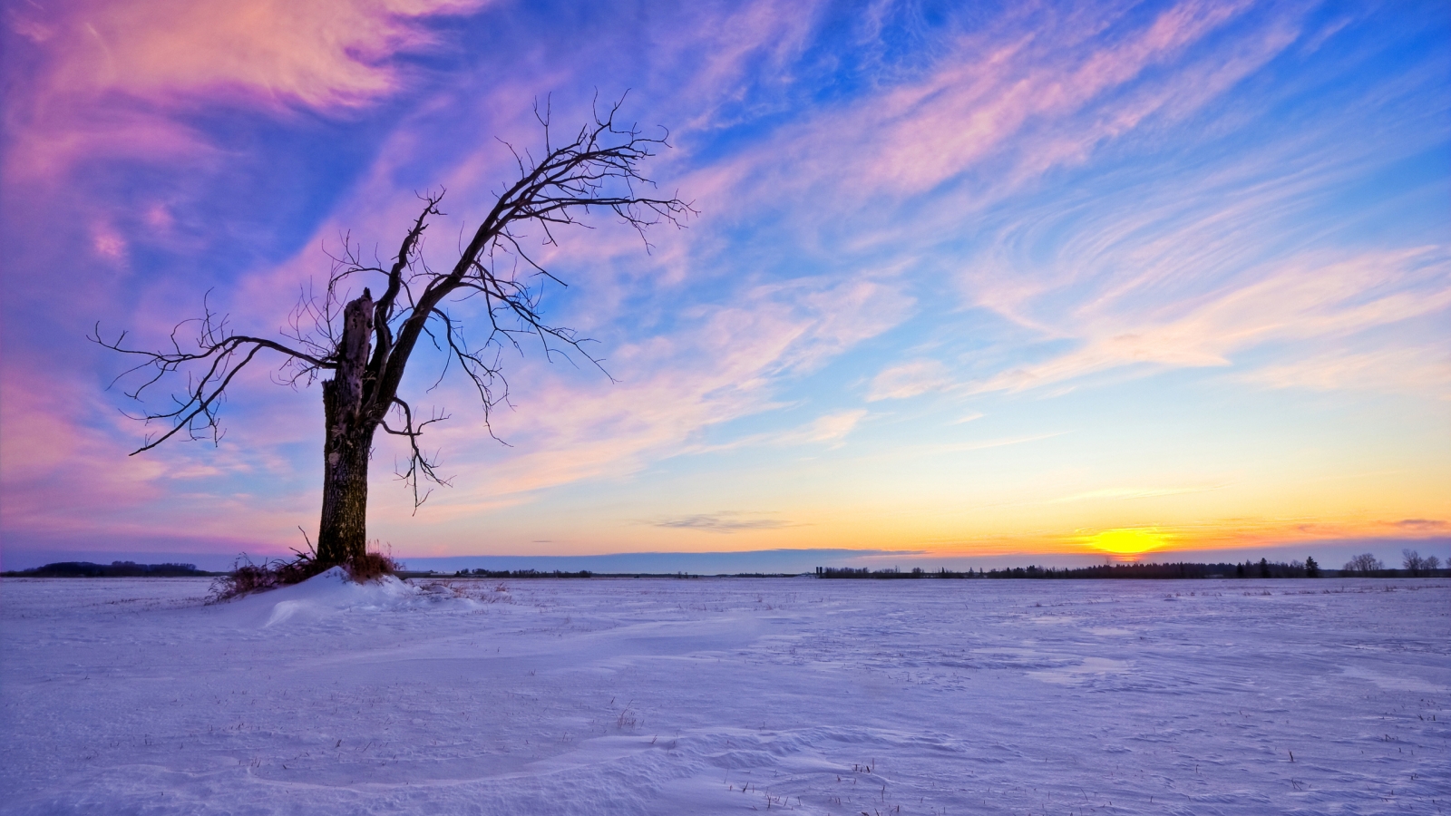 Beautiful Winter Sunset for 1600 x 900 HDTV resolution