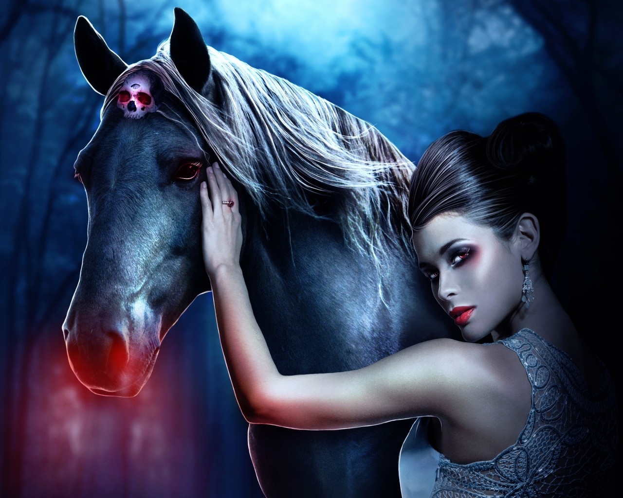 Beautiful Woman and Horse for 1280 x 1024 resolution
