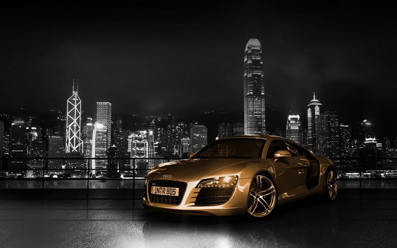 Bichrome Audi R8 front angle for 1280 x 800 widescreen resolution