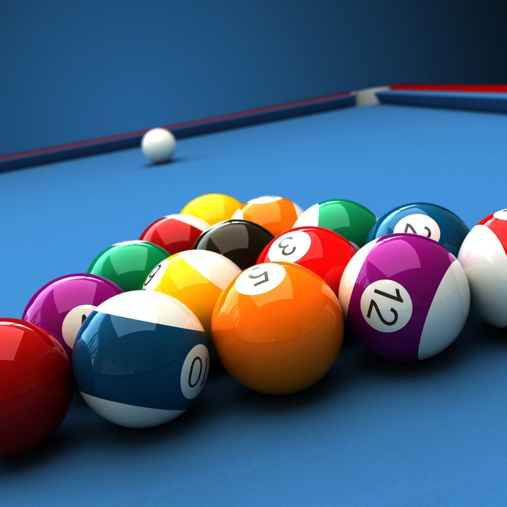 Billiards Table and Balls for 1024 x 1024 iPad resolution