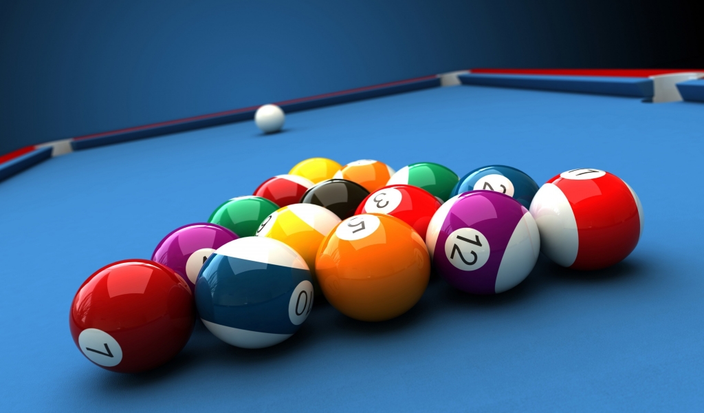Billiards Table and Balls for 1024 x 600 widescreen resolution