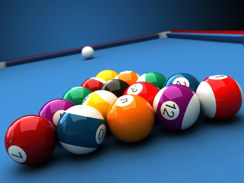Billiards Table and Balls for 1024 x 768 resolution