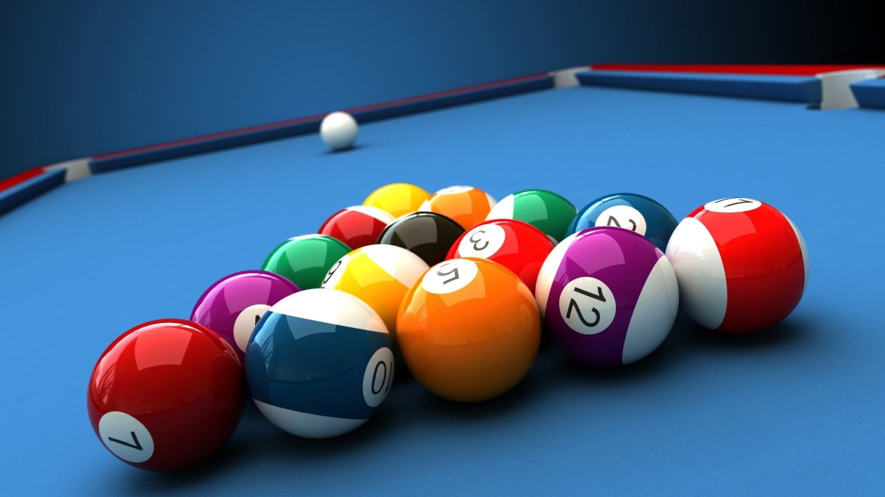 Billiards Table and Balls for 1280 x 720 HDTV 720p resolution