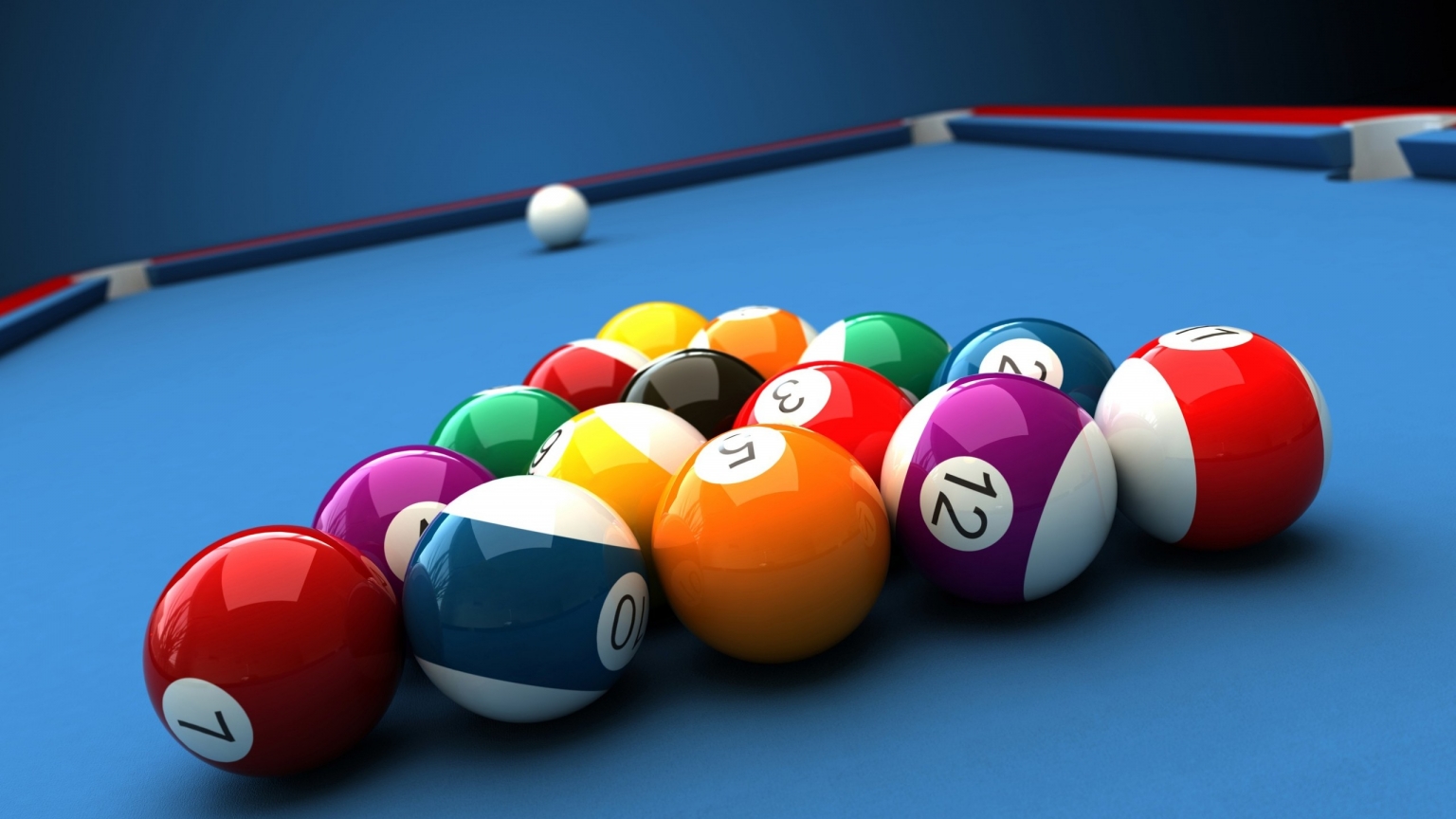 Billiards Table and Balls for 1536 x 864 HDTV resolution
