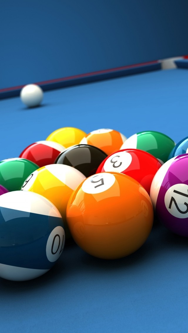 Billiards Table and Balls for 640 x 1136 iPhone 5 resolution