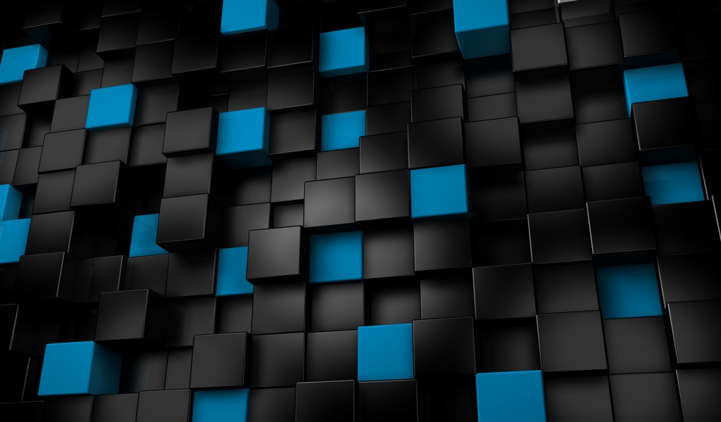 Black & Blue Cubes for 1024 x 600 widescreen resolution