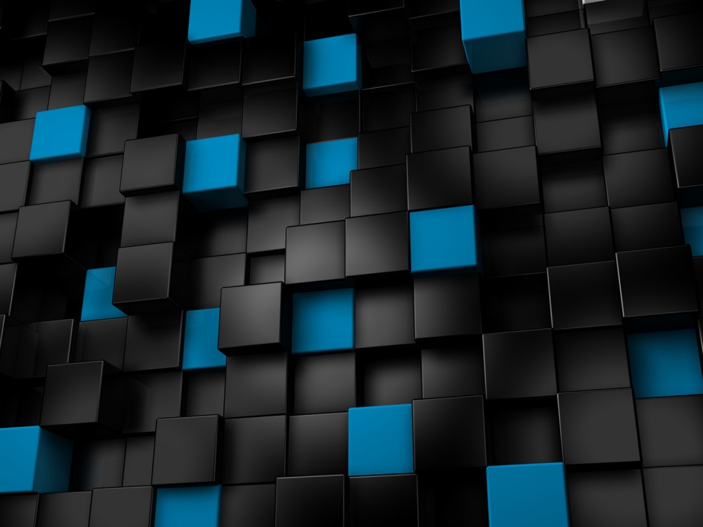 Black & Blue Cubes for 1024 x 768 resolution