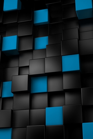 Black & Blue Cubes for 320 x 480 iPhone resolution