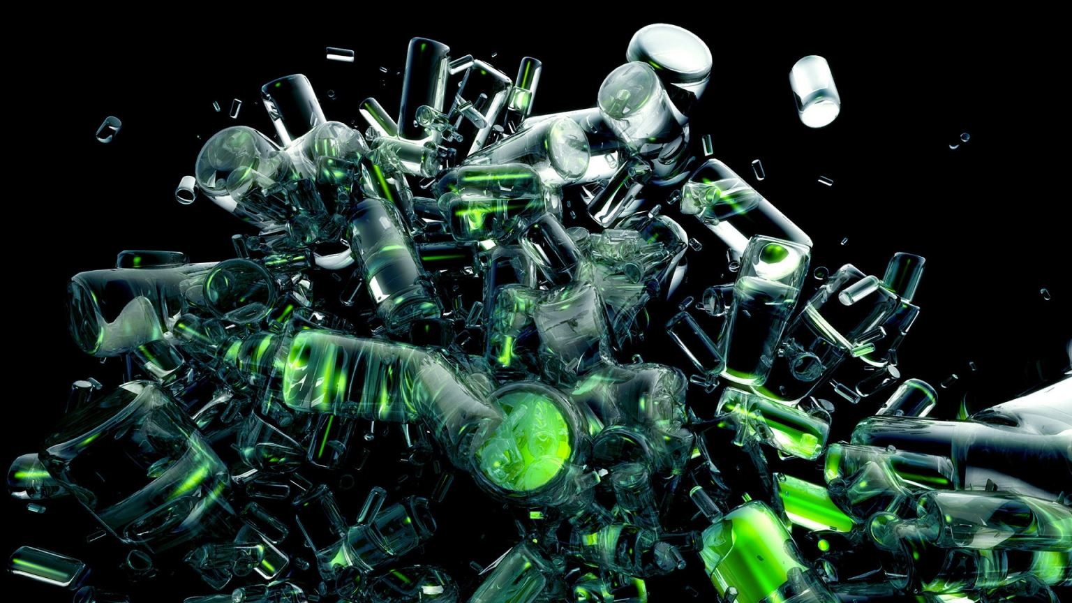 Black and Green Abstract for 1536 x 864 HDTV resolution