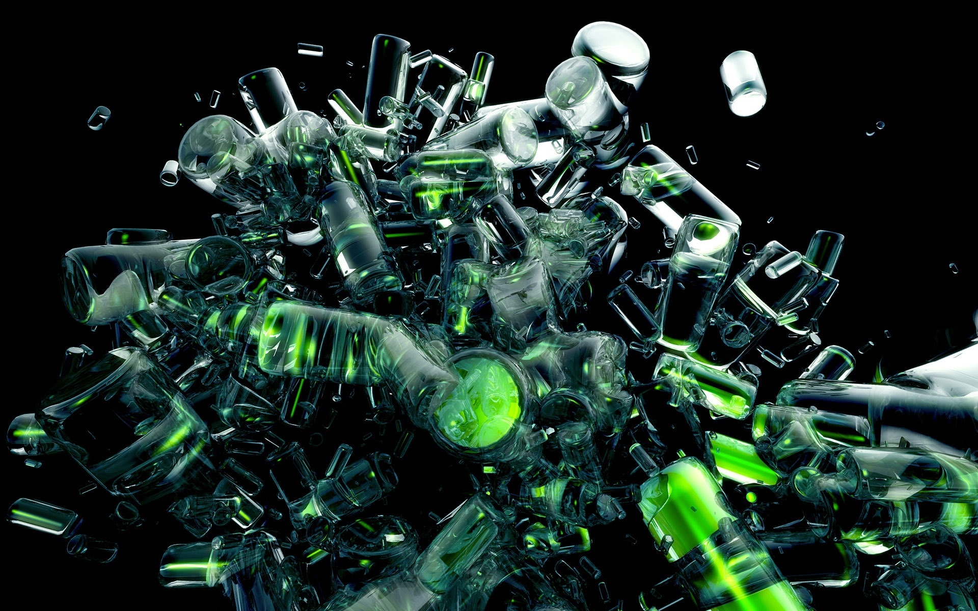 Black and Green Abstract for 1920 x 1200 widescreen resolution