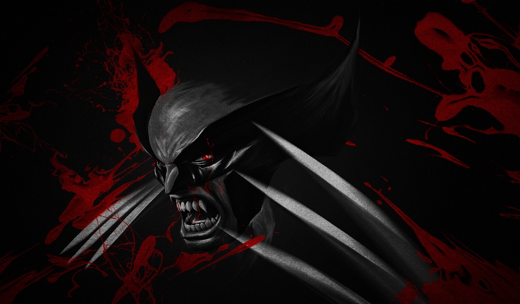 Black and Red Wolverine for 1024 x 600 widescreen resolution